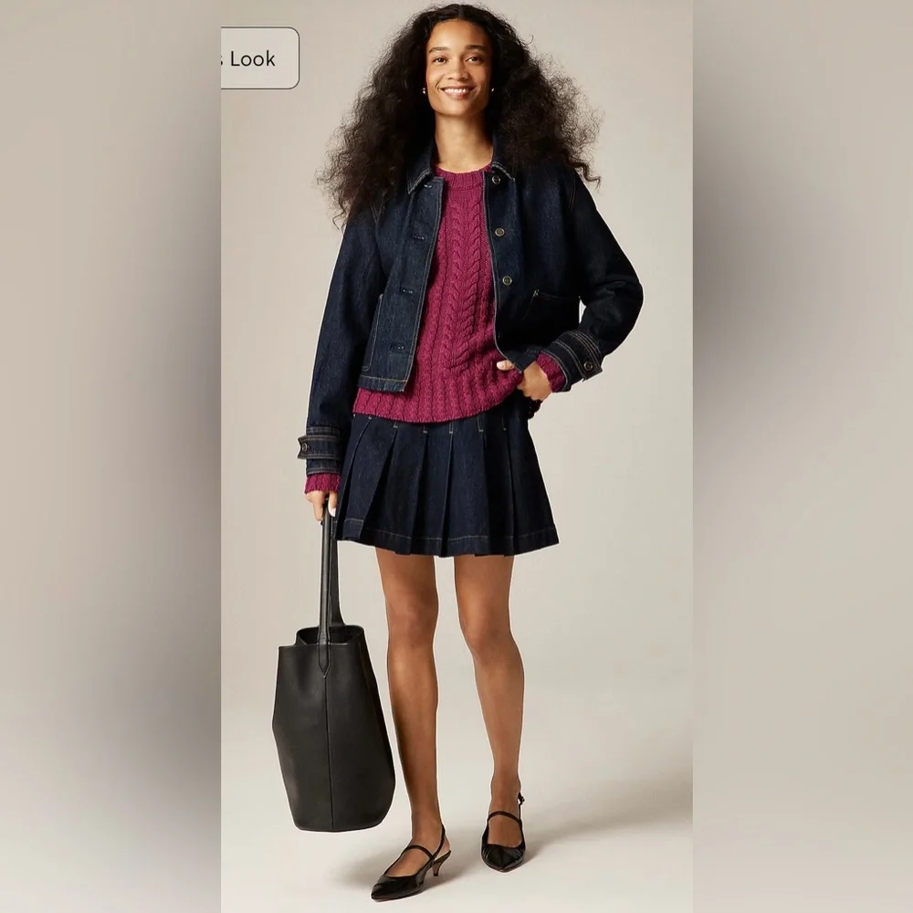 J.Crew Cable-knit crewneck sweater in vivid mulberry